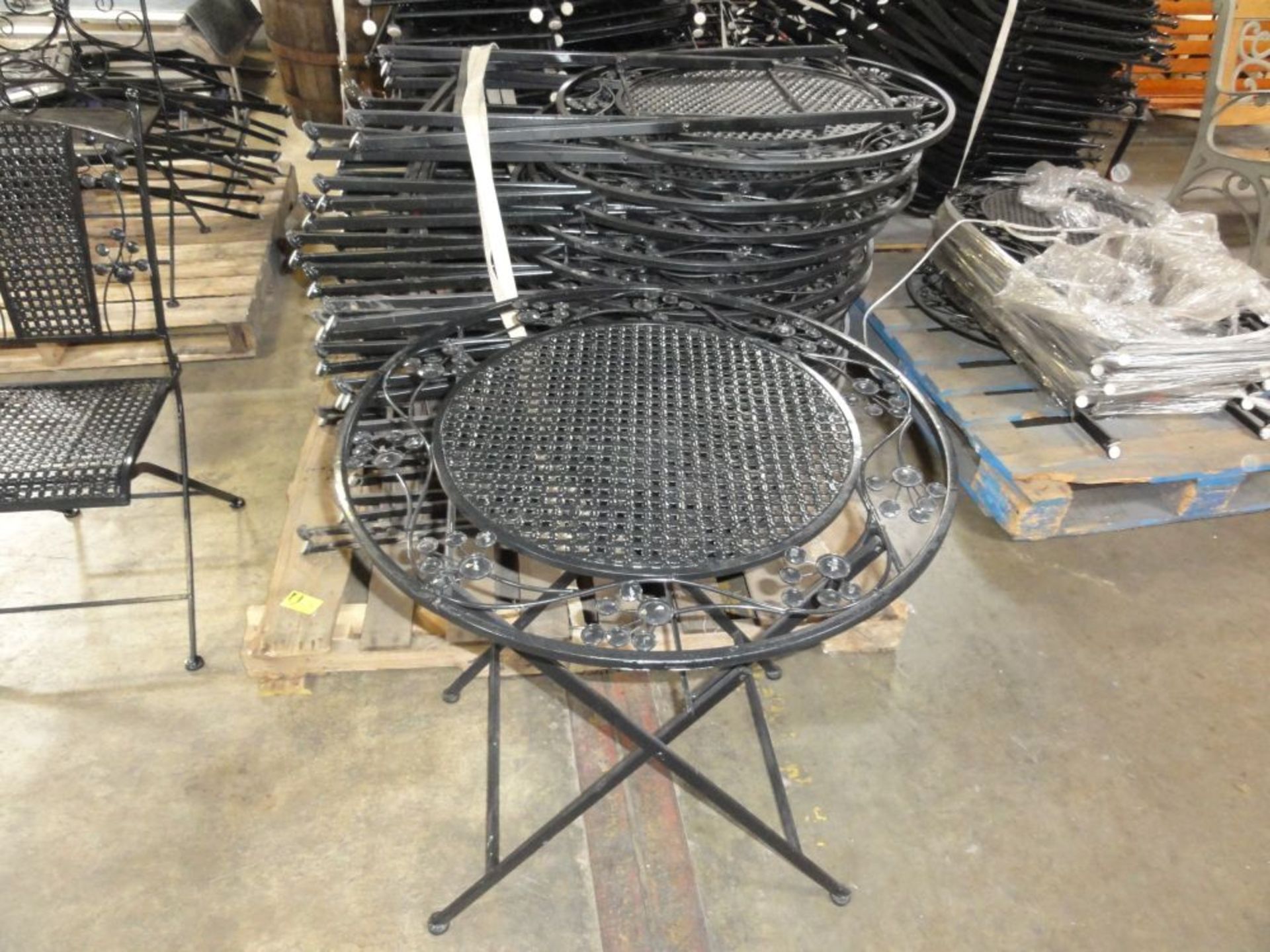 Folding Metal Tables w/ Basketweave Tops