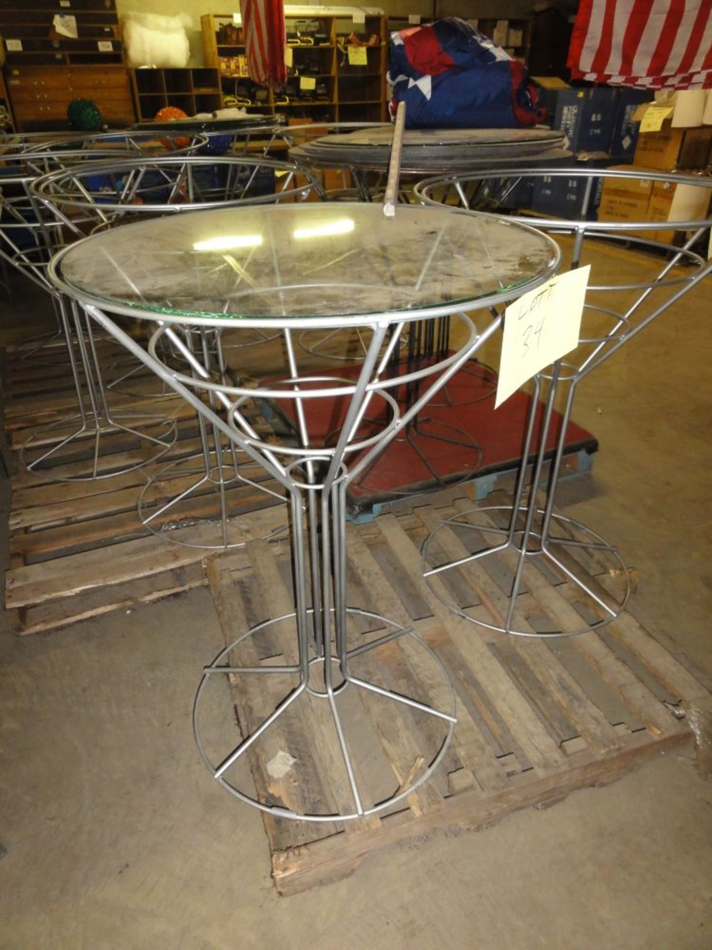 Glass Top, Metal Martini Tables