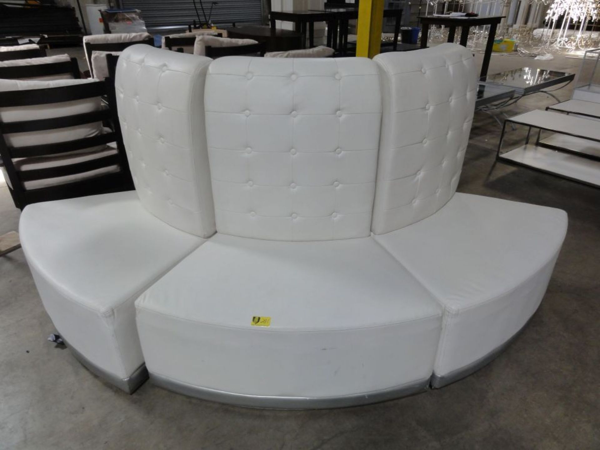 Convex White Sofas w/ Tufted Backs