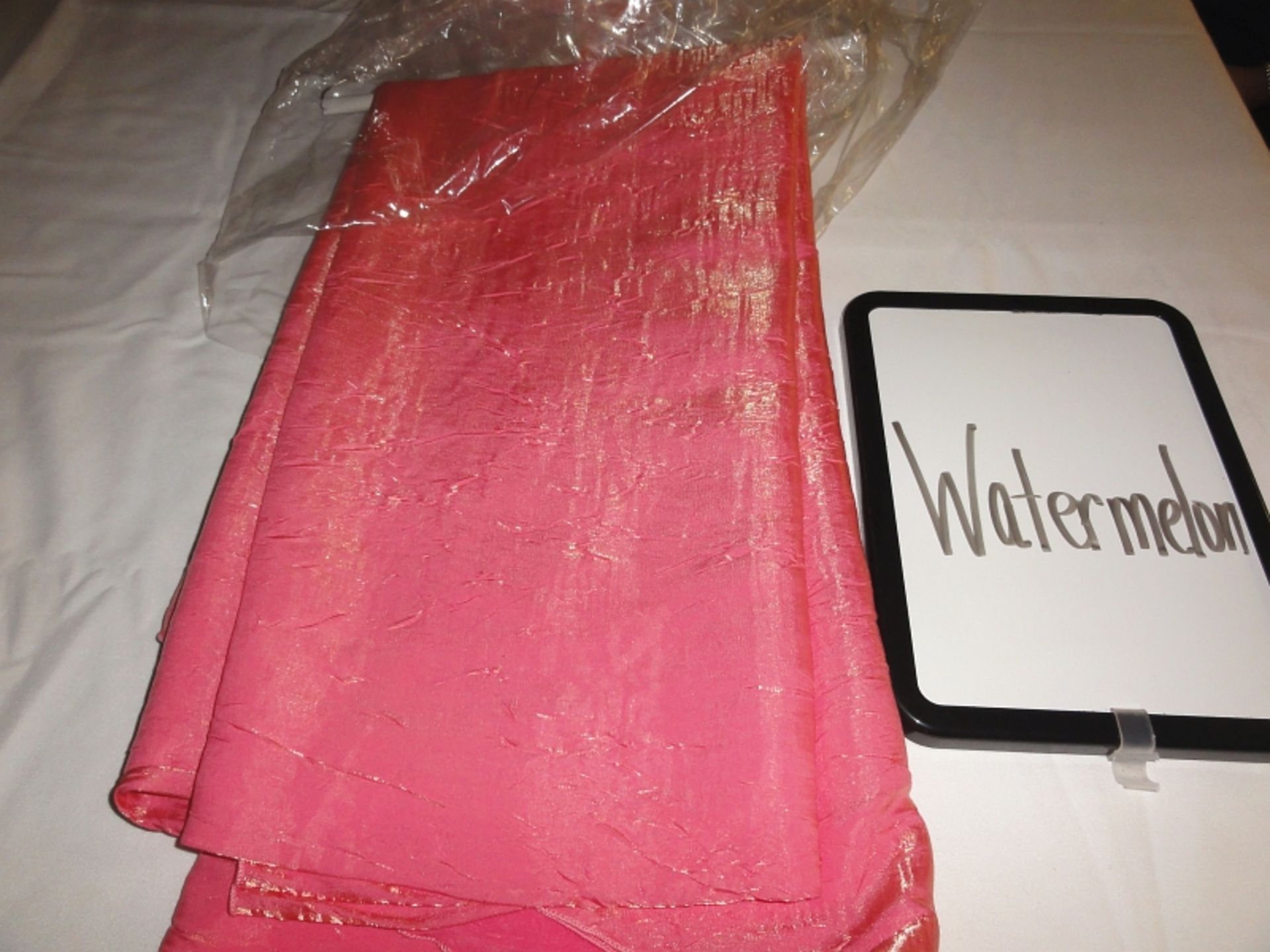 LINEN, IRIDESCENT CRUSH WATERMELON 20" X 20" (BACKED) - Lot of 180