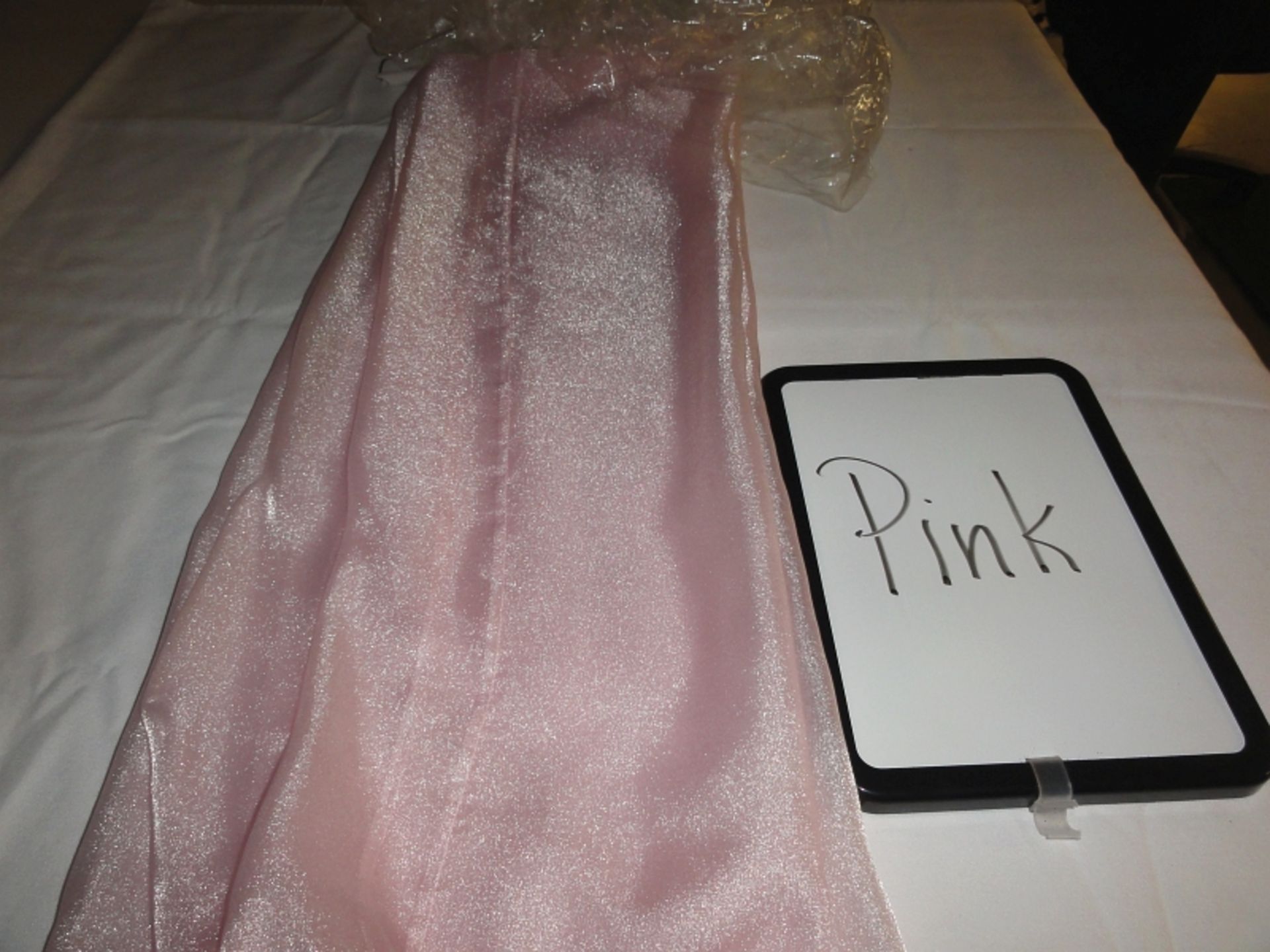 LINEN, ORGANZA PINK 7" X 105" SQUARE TIE/SASH - Lot of 59