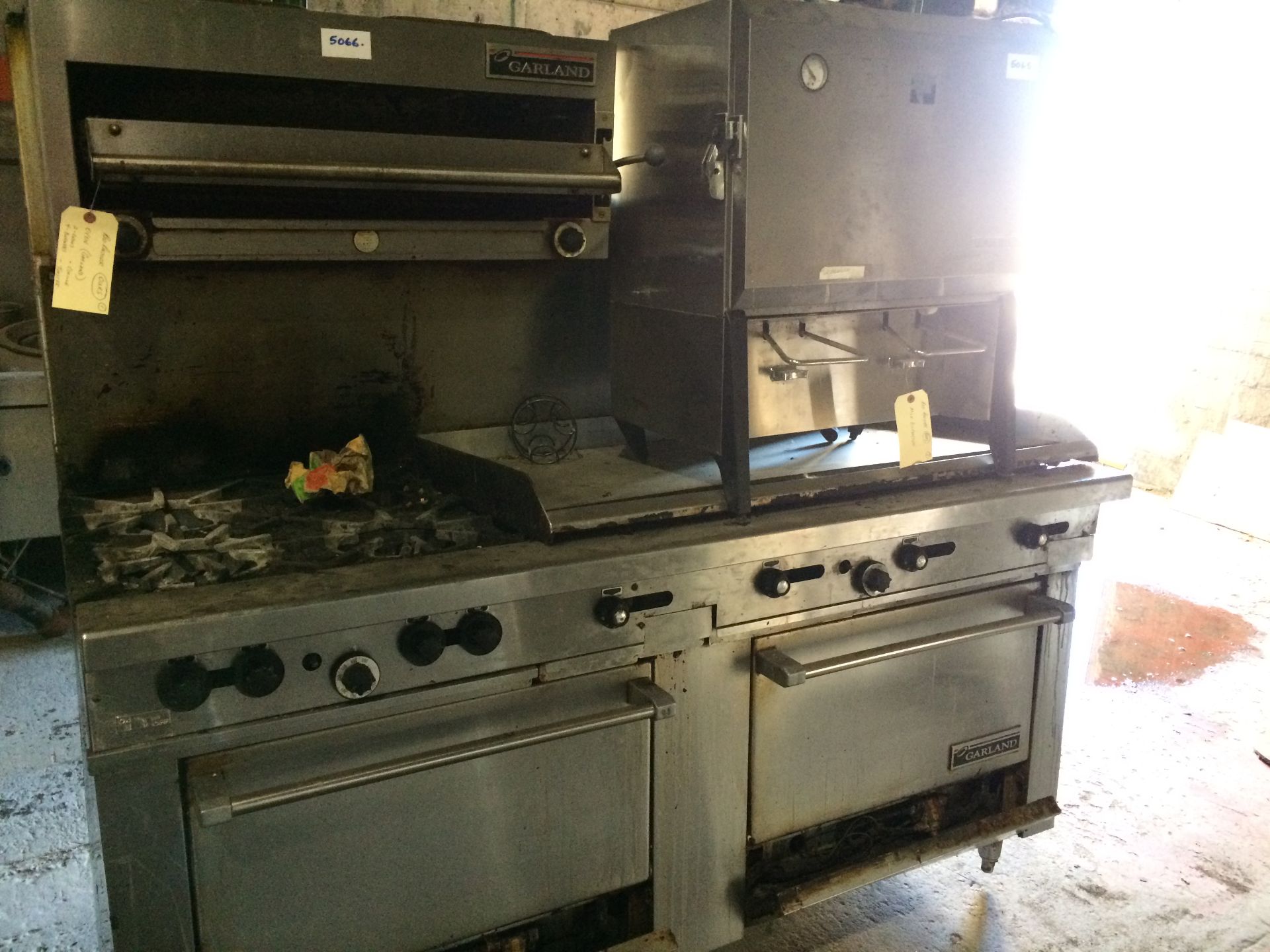 Garland 2 Oven, 4 Burner Range complete with Griddle and Salamander, Parts purchase or refurb