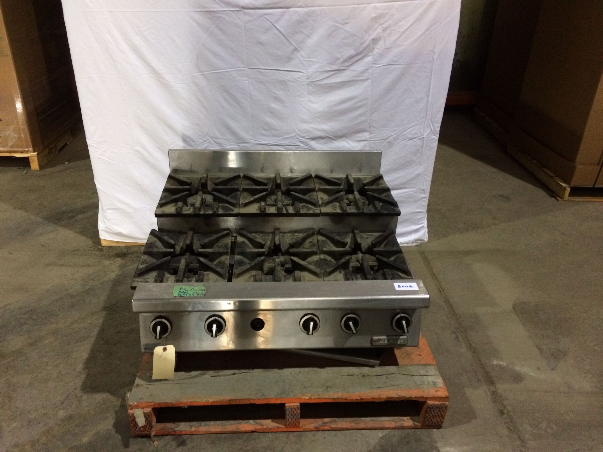 Garland 6 Burner Step Up Hotplate, Natural Gas, Parts purchase or refurb required - as is