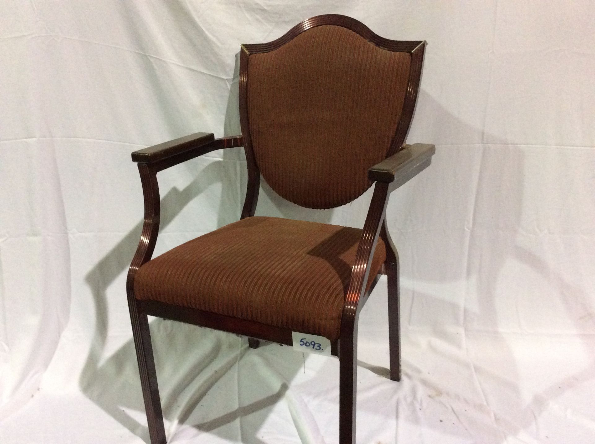 Wood Chair, Cushioned Seat and Back, Arm Rests