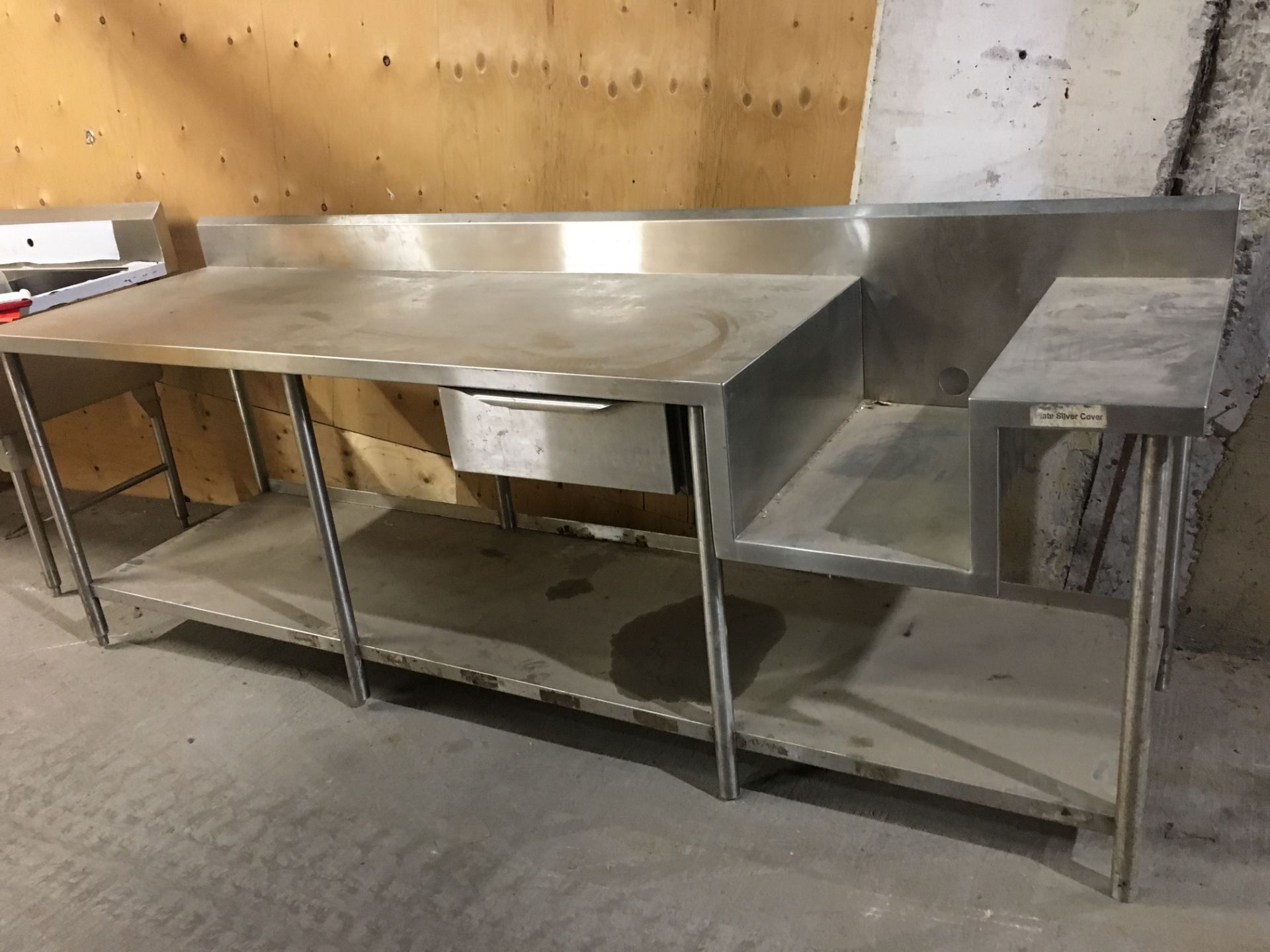 Custom ALL S/S Table w/ Drawer ~9' x 30" - Image 2 of 3