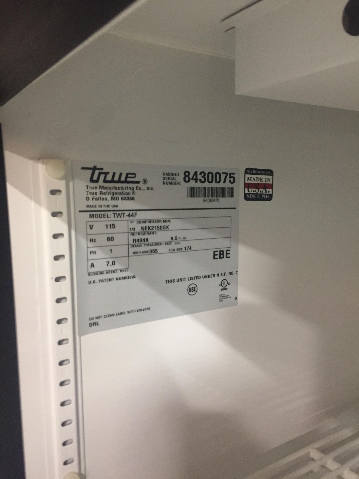 True TWT-44F Worktop Freezer, Single door, 44" W, 5" casters - Image 3 of 3