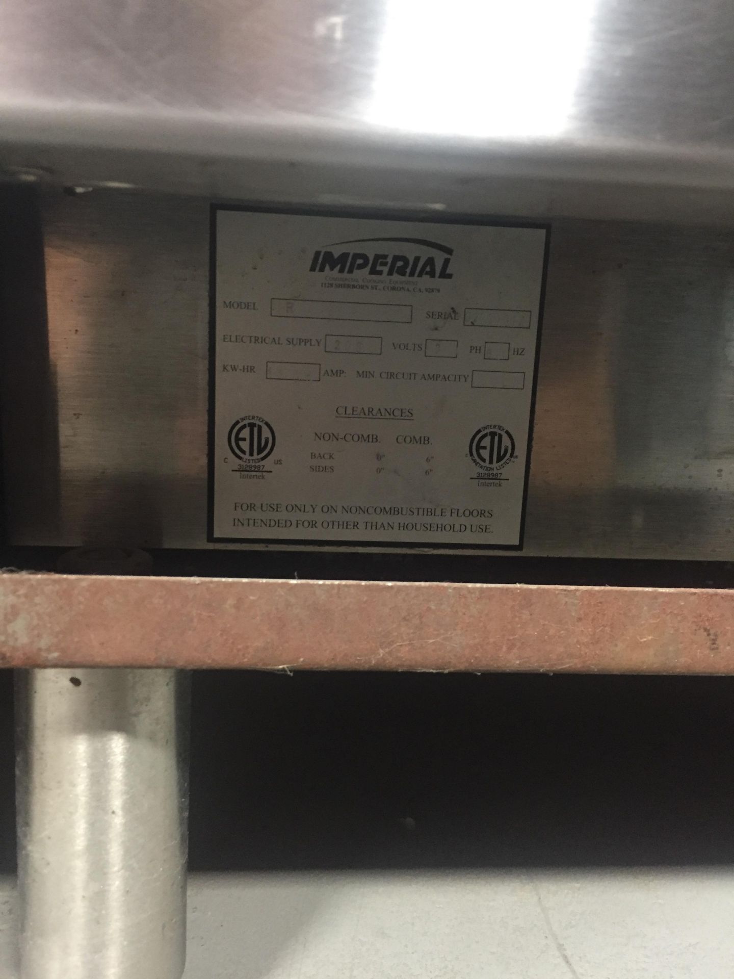 Imperial IR-4-E Electric 4 Burner Range, c/w oven, 208/1 - Image 3 of 3