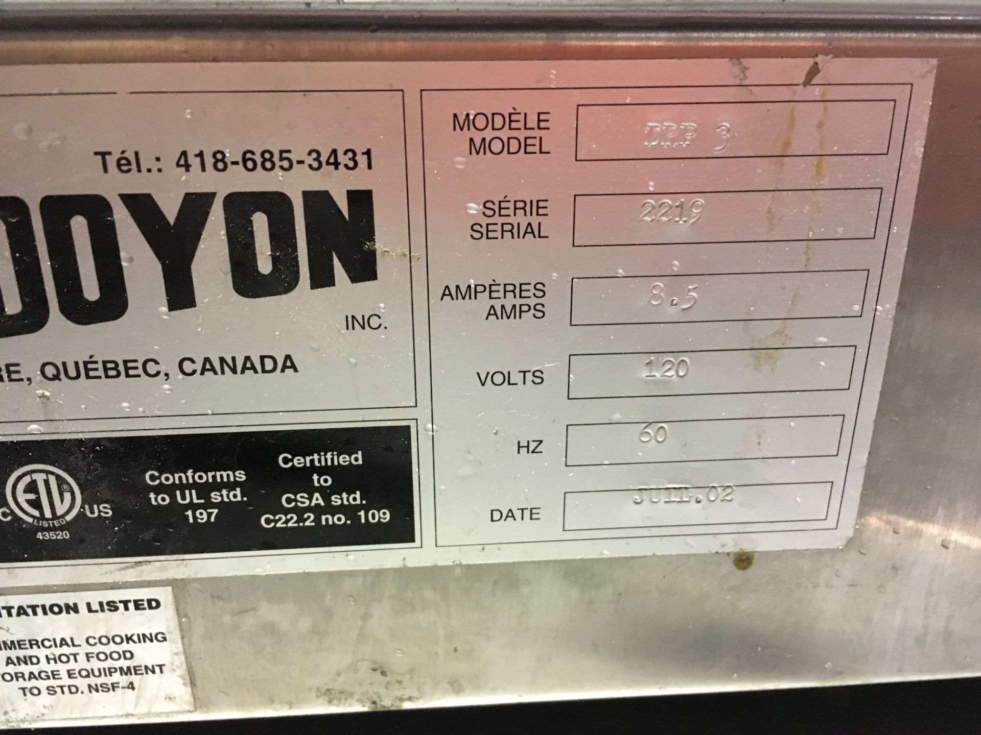 Doyon Pizza Warmer - DRP-3 - CCondition Unknown, Removed Working - Image 3 of 3