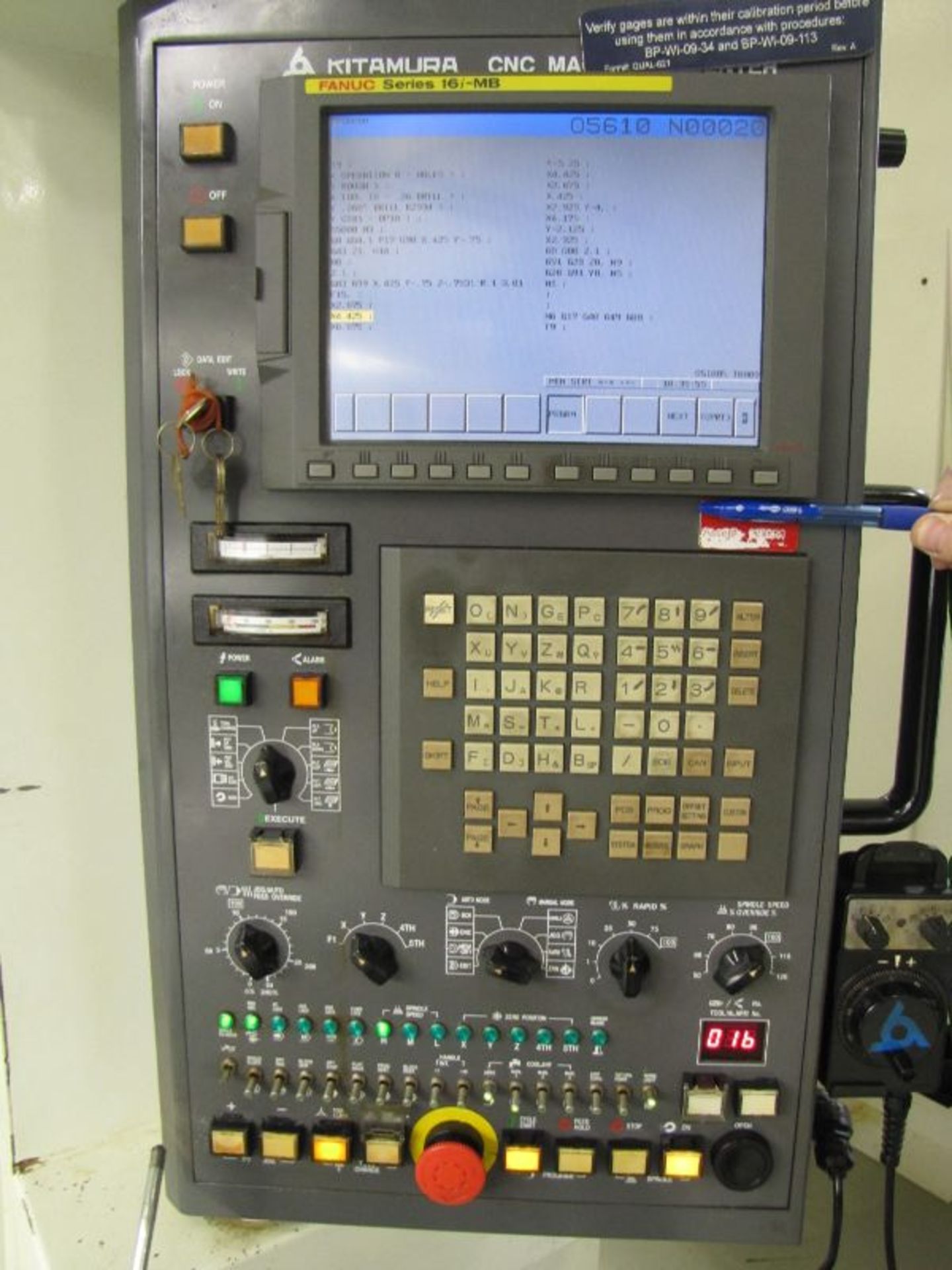 2005 Kitamura Mycenter Model 2XiF Vertical Machining Center, S/N: 07744, Fanuc 16-IMB CNC Control, - Image 3 of 8