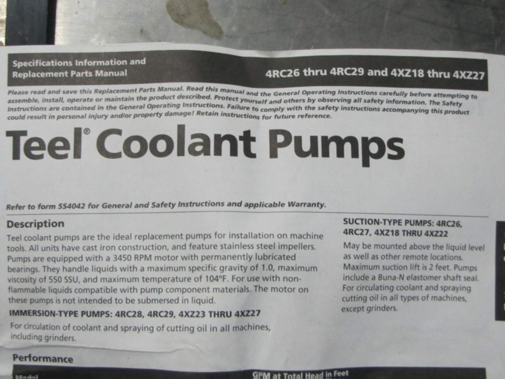 Teel Model 4XZ19 Coolant Pump, ¼ HP, 230 / 460 Volt, 3PH - Image 3 of 4