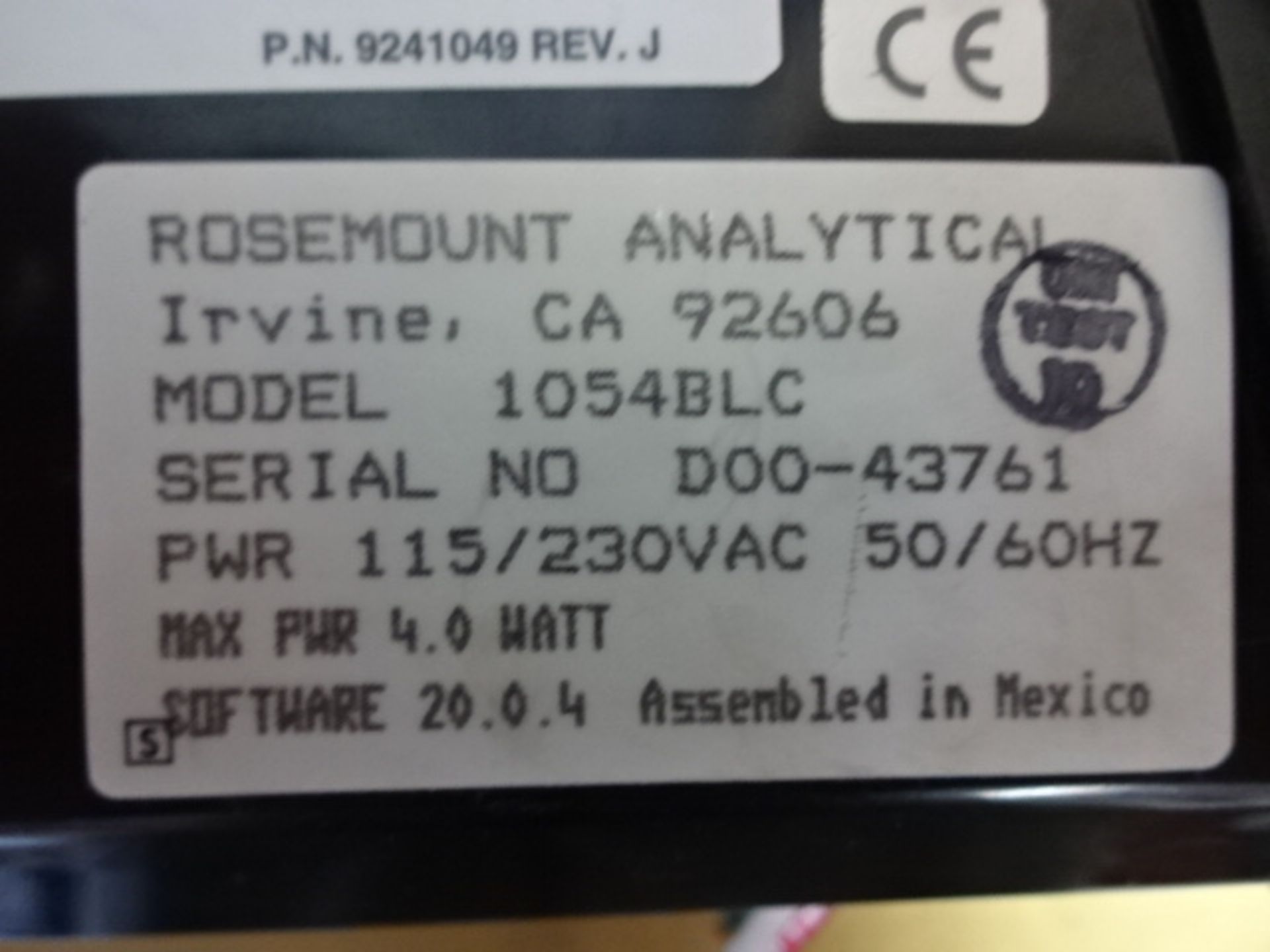 ROSEMOUNT ANALYTICAL 1054BLC - Image 3 of 5