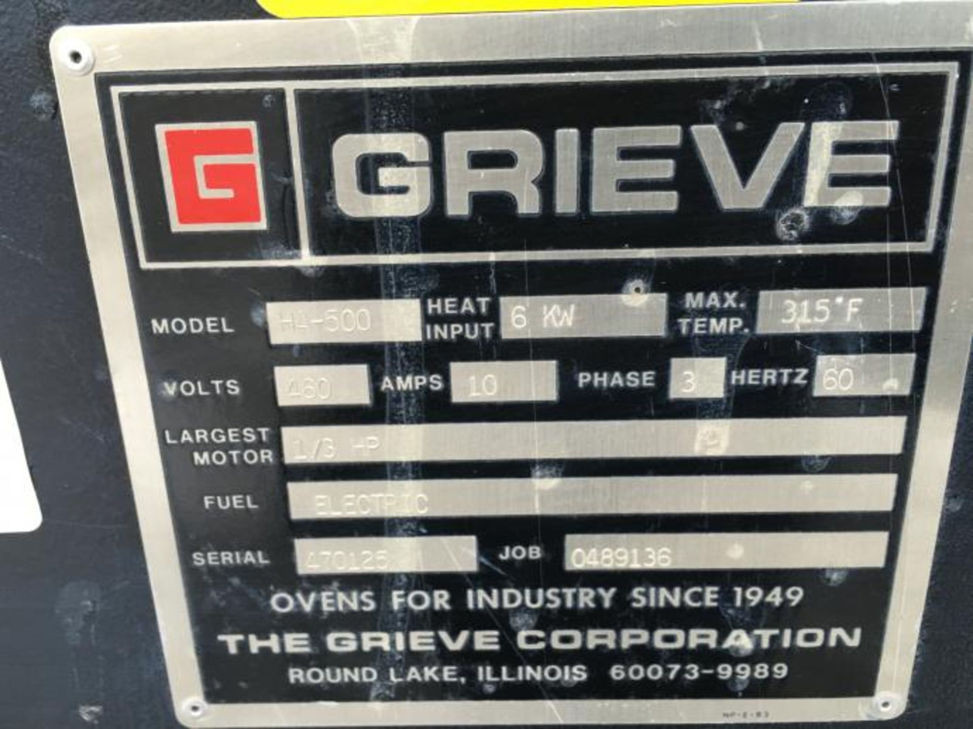 FOUR DE MARQUE Grieve HA500 Drying Oven VOLTS 460, MAXIMUM 315 F - Oven Grieve HA500 Drying Oven - Image 3 of 4