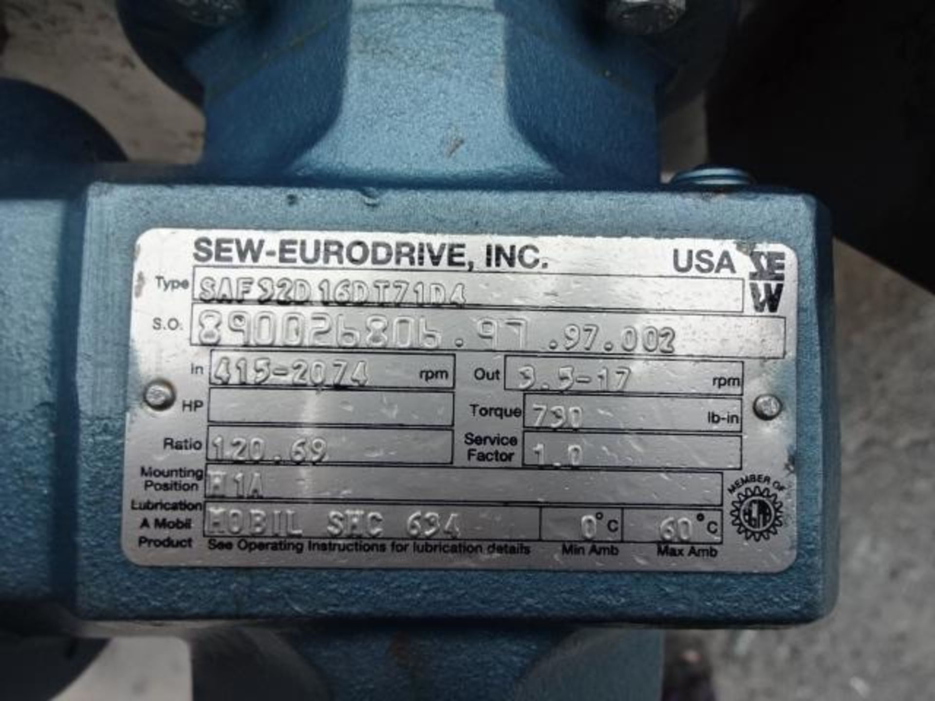 Moteur reducer sew eurodrive variable 230 volt 3 phases - Motor reducer sew eurodrive variable 230 - Image 3 of 3