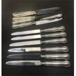Set of 12 Large Silver Handled Knives steel blades