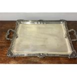 large Antique French Silver Two Handled Serving Tray