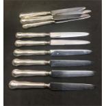 Set of 10 Silver Handled Knives steel blades