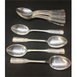 Set of 12 Large Continental Silver Table Spoons