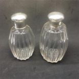 Pair Large Silver Top Perfume Bottles