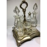 Large Antique Dutch Silver 6 Bottle Cruet Set full dutch silver hallmaks to base