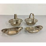 2 pairs of silver hallmarked sweet dishes