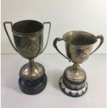 2 Large Silver trophies 1 Birmingham hallmarked weight 515g and a Large Continental hallmarked silve