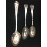 3 Early Antique Silver Table Spoons 1 dated 1716 hallmarked 1715 total weight 153g