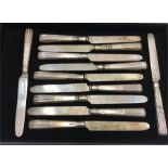 Collection of 10 Georgian Silver Table Knives silver blade and handle