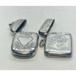 2 Antique Silver Vesta Case / Match Strikers