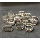 collection of 11 hallmarked silver Napkin rings silver weight 180g