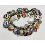 Large Vintage Silver Flag Charm Bracelet