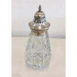 Antique Silver & Cut Glass Sugar Shifter chester silver hallmarks