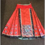 Antique Chinese Silk embroidered wedding apron skirt.