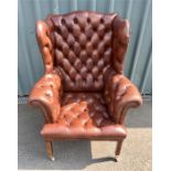 Large lLeather High Back wing Chesterfield Arm Chair