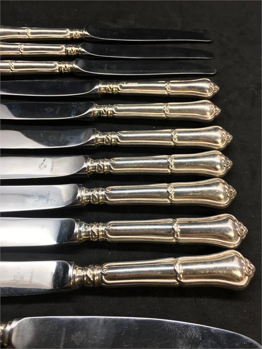 Set of 12 silver handle Table Knives each measures approx 22.5cm long hallmarked 925 on handle with - Image 3 of 4