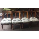 Set 4 Victorian upholstered oak dining chairs