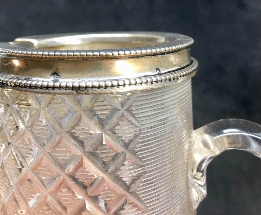 Dutch Silver Mounted and Cut glass Tea Caddy and Milk Jug dutch silver hallmarks - Image 4 of 6