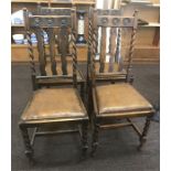 Oak upper downer Set of 4 Barley twist leg chairs