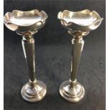 Pair of Silver Tulip Vases Birmingham silver hallmarks each measures approx 20.5cm Tall