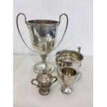 Selection of silver hallmarked Trophies total weight of silver 1033g