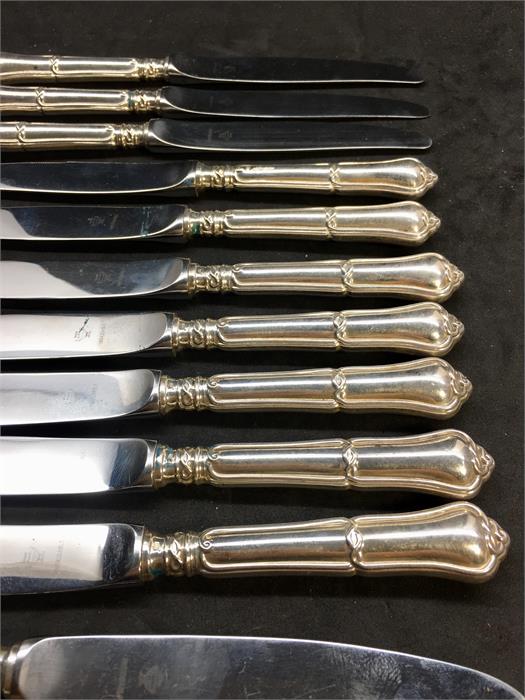 Set of 12 silver handle Table Knives each measures approx 22.5cm long hallmarked 925 on handle with - Image 2 of 4