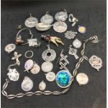 Large Collection of Silver Jewellery , Medals ,Fobs etc total weight 460G