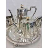 Antique Silver Plated 4 peice Tea Service and Tray