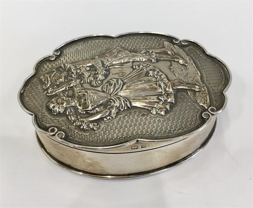 Antique Silver Trinket Box embossed lid - Image 2 of 5