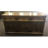 Oak 3 Door 3 draw, gothic style door sideboard