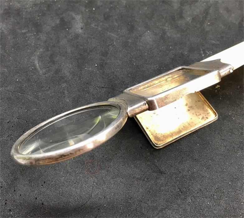 Antique Silver Combination Bookmark ,Magnify Glass and hinged lid Box measures approx 36cm lon - Image 3 of 4