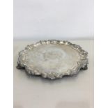 Victorian Walker & Hall silver salver weight 645g engraved centre