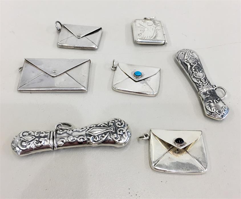 Selection of 7 Silver Stamp Cases and needle cases - Image 2 of 2