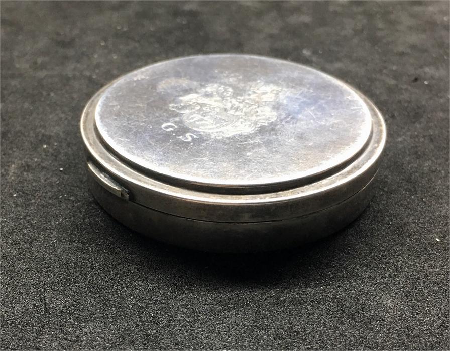 Georg Jensen Silver patch / pill Box with Armorial engraved Lid - Image 3 of 6