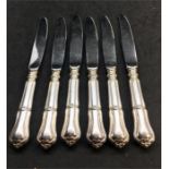 Set of 12Large silver handle Table Knives each measures approx 25cm long hallmaked 925 on handle wit