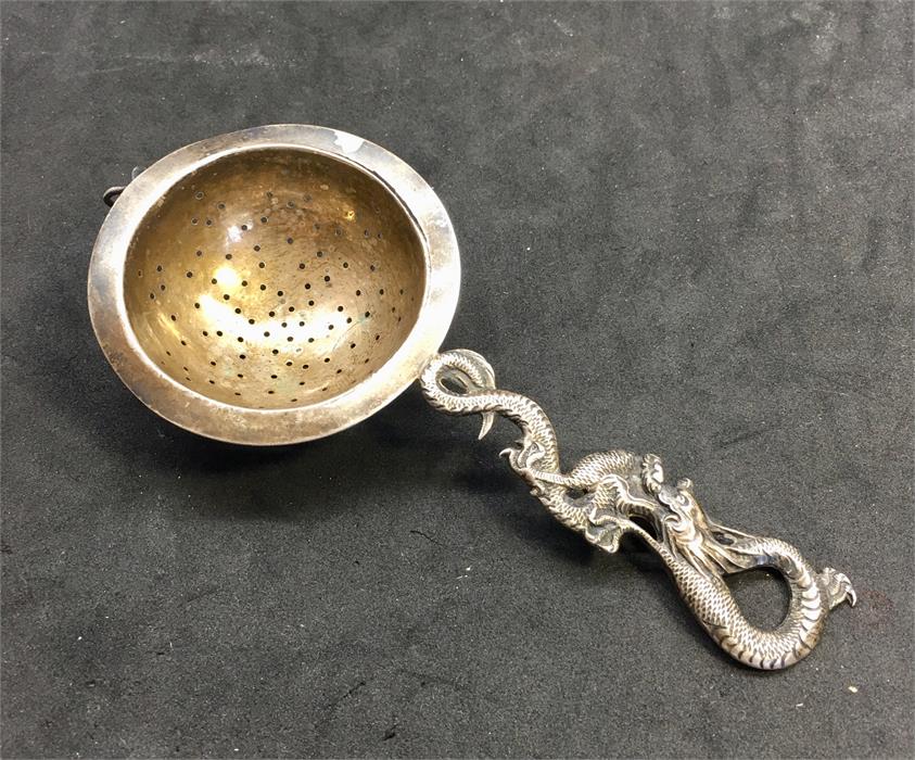 Antique Chinese Silver tea strainer A/f inside rim come away